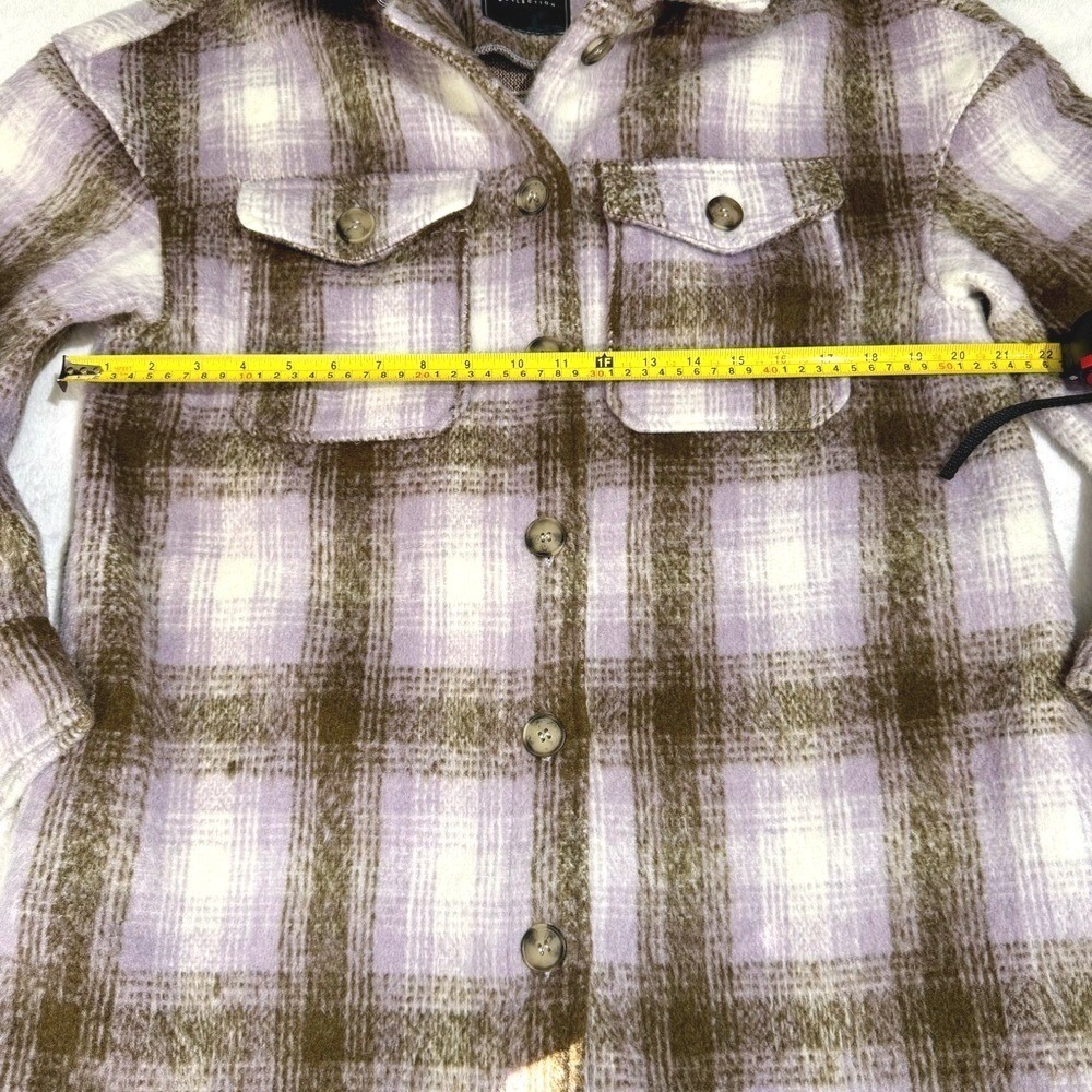 Bagatelle Womens Plaid Shacket M Purple Brown Oversized Flannel Fall Jacket Coat - Picture 10 of 11